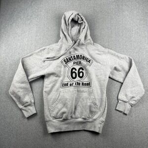 Santa Monica Pier Route 66 Hoodie Mens Small Pullover End of the Road Graphic
